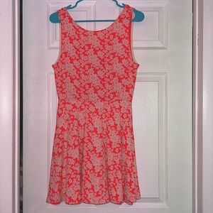 H & M Divided Sleeveless Floral Neon Pink Dress